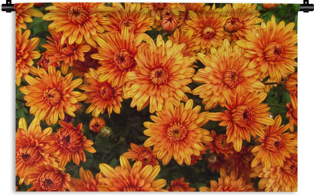MuchoWow Wandteppich Wandbehang Blumen - Orange - Chrysantheme 90x60 cm Tapisserie Dekoration Wandtuch - Wandskulpturen - Bildteppich