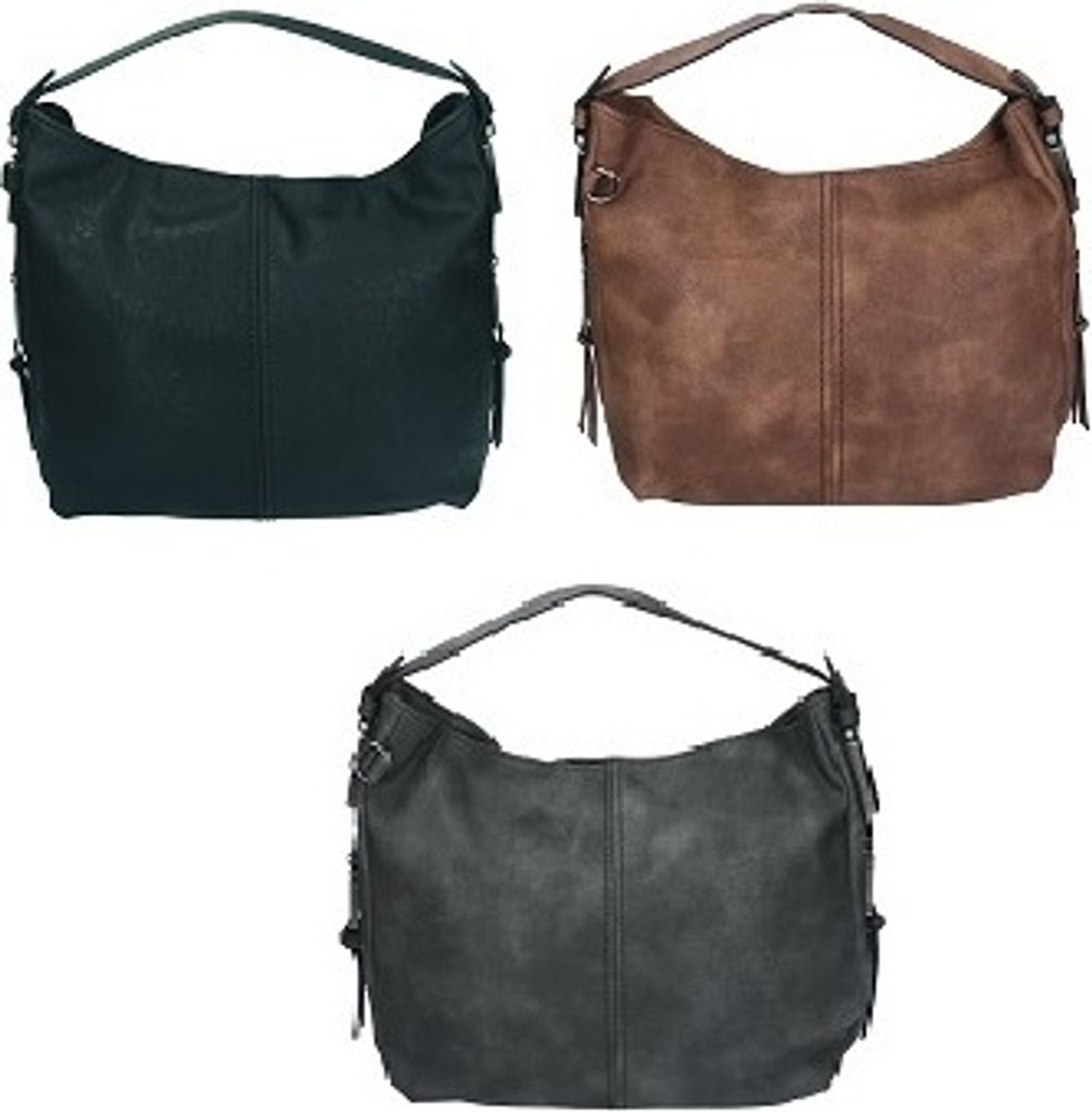 Damen Handtasche LONDON 2 Henkeltasche Umhängetasche mit Reißverschluss, Schulterriemen und Henkel Farbe - grau - CZ25833