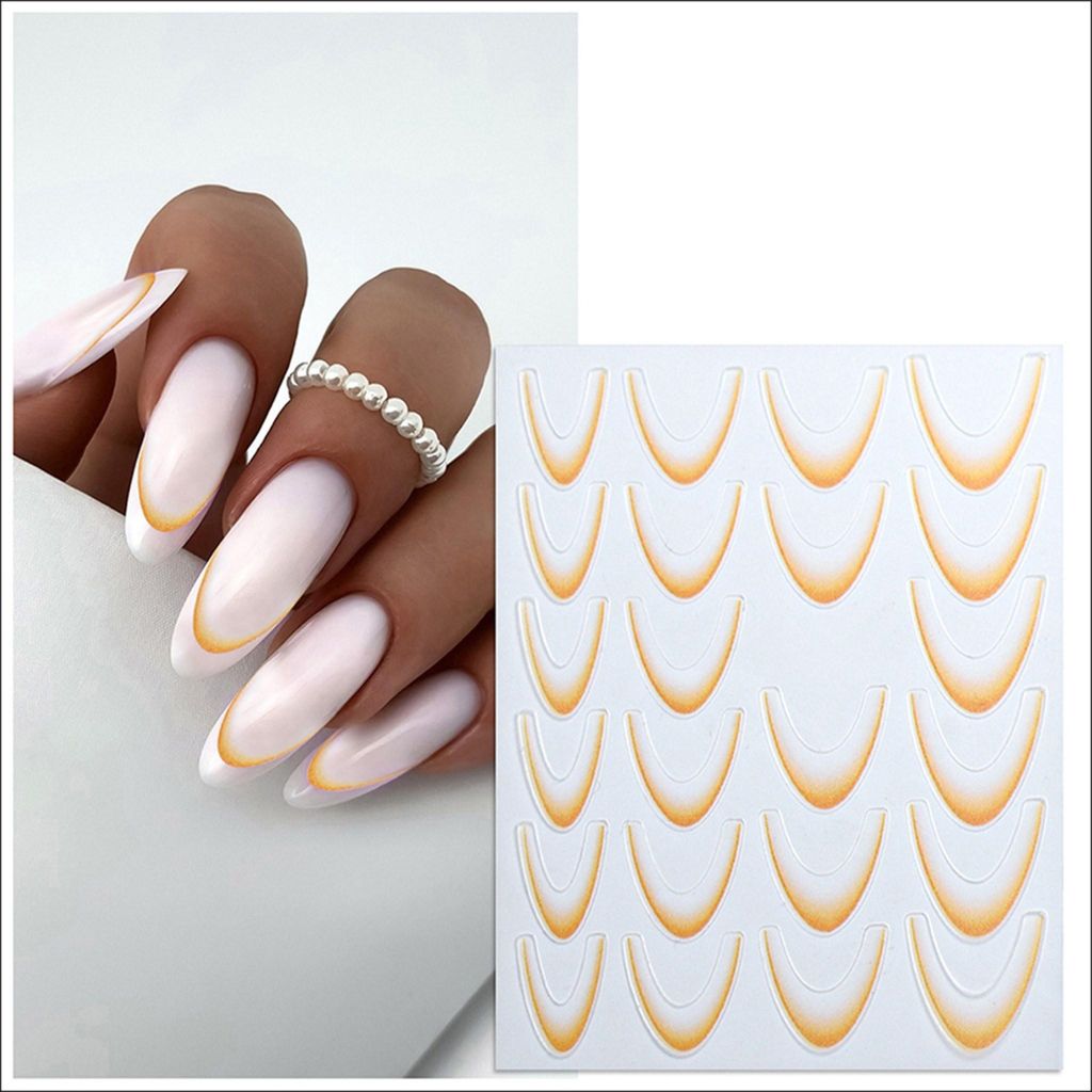 3 Blatt Nagelsticker, Nail-Sticker für Ombre-French-Look - orange