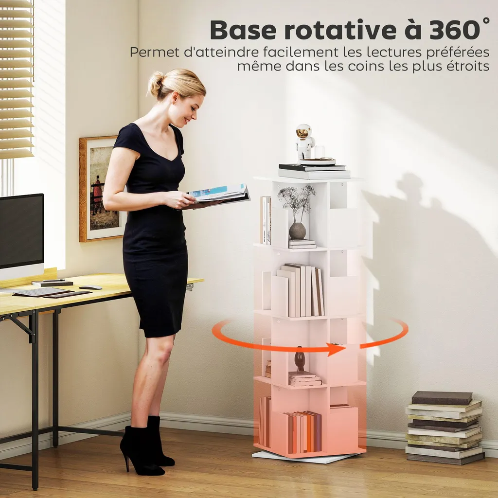Bibliothèque rotative gain de place 16 cases pour optimiser vos angles - 6