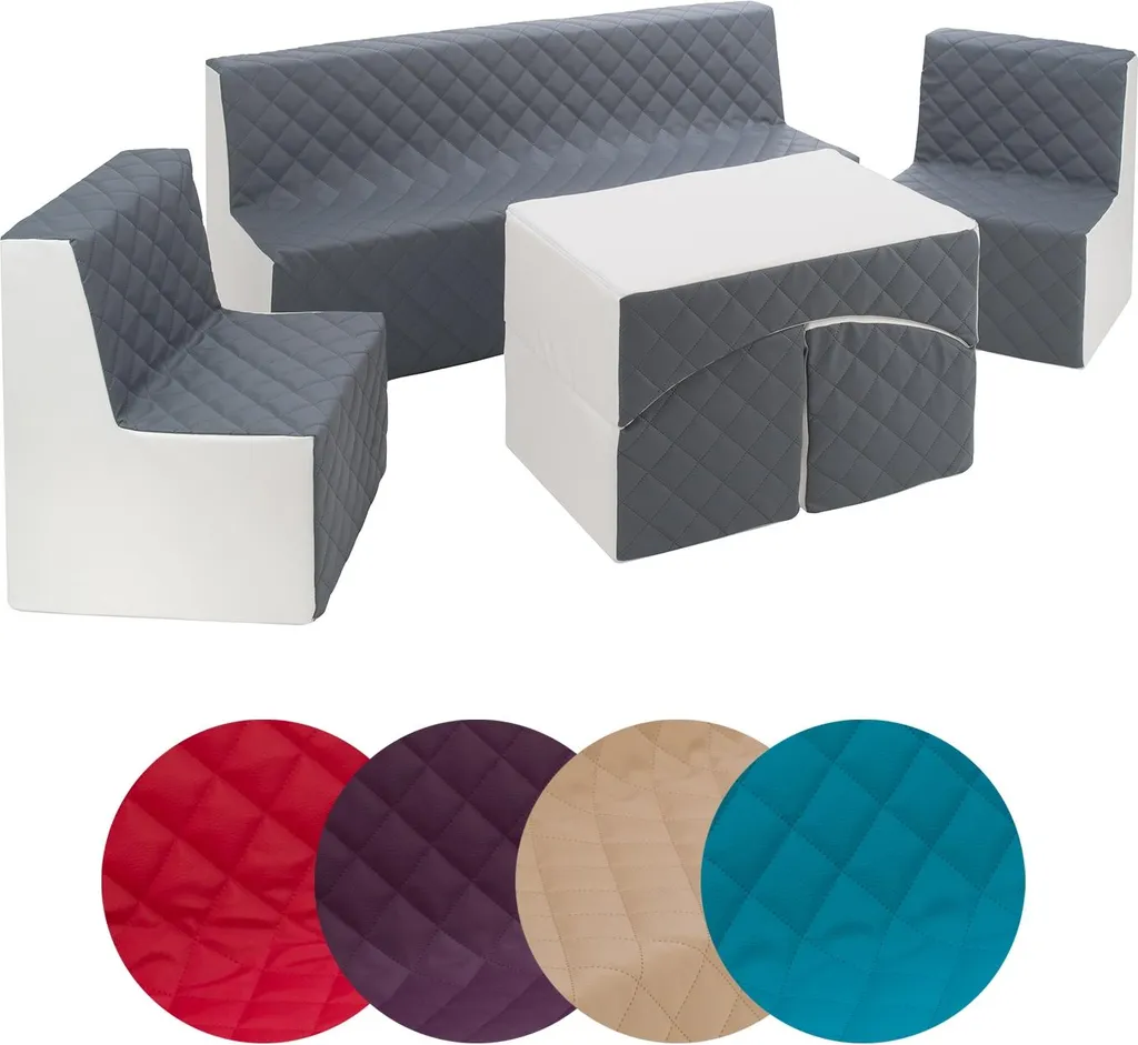 Canapé cuir matelassé et fauteuils assortis : confort et design italien chic