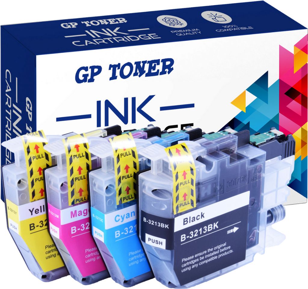 GP TONER Druckerpatronen kompatibel für Brother LC-3213 MFC-J497DW MFC-J890DW DCP-J772DW DCP-J572DW, Menge:1 Set = (4 Drukerpatronen)