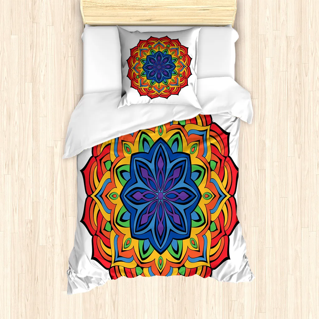 ABAKUHAUS Copripiumino Singolo Mandala Boho 135x200 Ipoallergenico