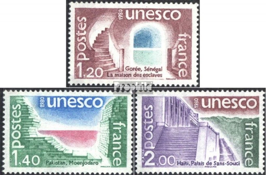 Briefmarken Frankreich 1980 Mi DB21-DB23 (kompl.Ausg.) gestempelt Unesco