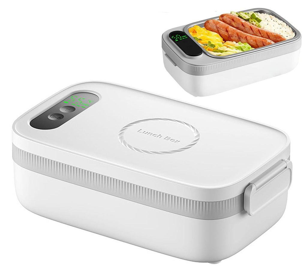 Elektrische Lunchbox mit Akku, 1L Fassungsvermögen, kabellos nutzbar mit Heizfunktion und Edelstahlbehälter