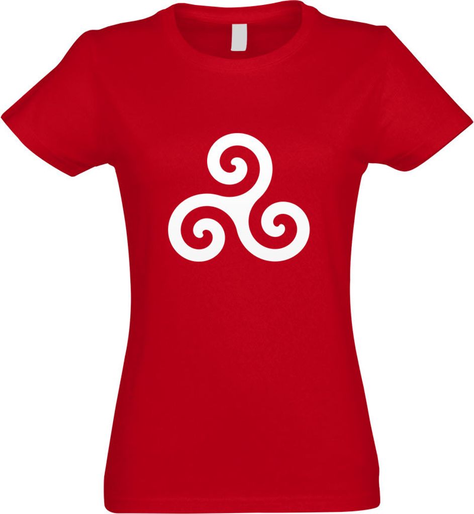 Kiwistar - T-Shirt tailliert - Damen - rot - Triskele - mit Motiv Bedruckt - Funshirt Design - Sport - Freizeit - Damen - XL