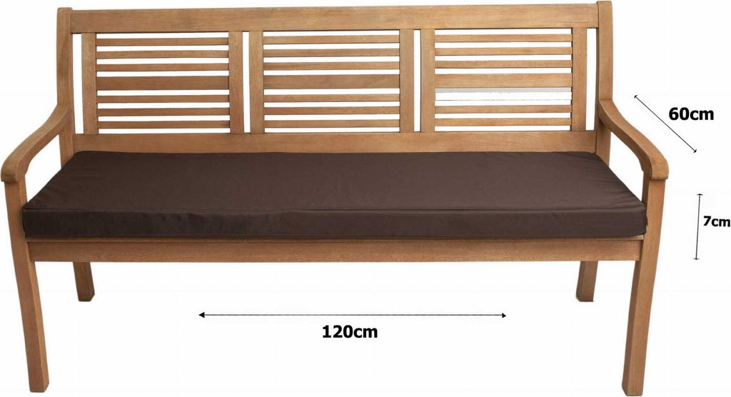 Cuscino per panchina da giardino 120x60x7, Cuscino da Immagine del prodotto 