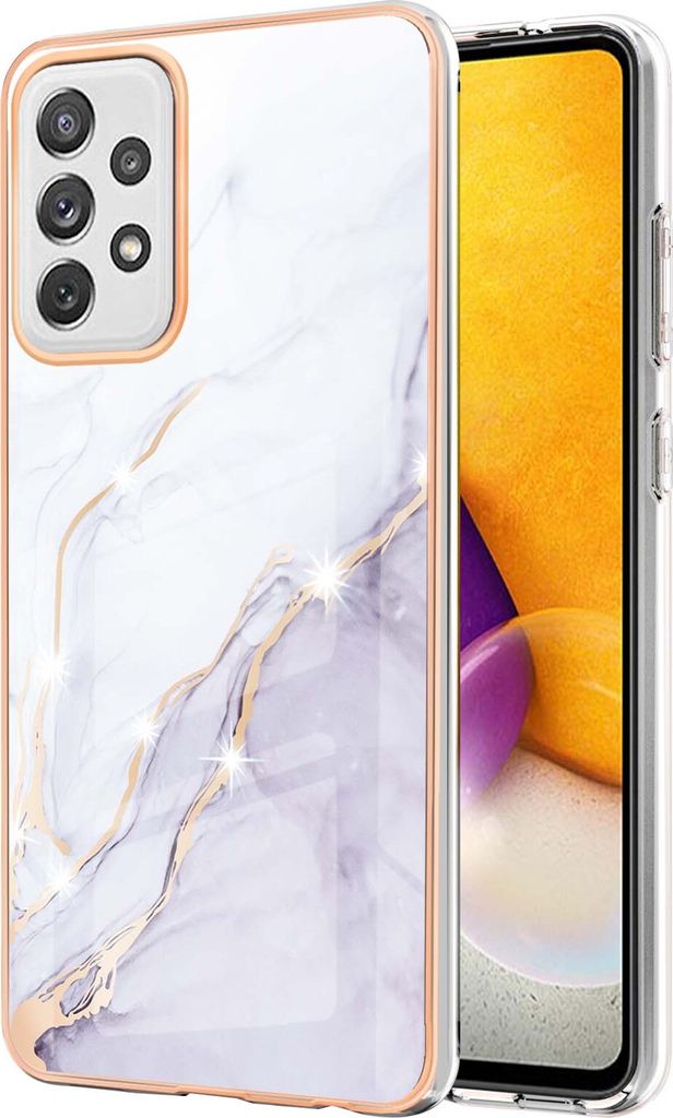 Galaxy A72 Hülle, Ultra Dünn Marmor Handyhülle Anti-Shock Soft TPU Bumper Schutzhülle für Samsung Galaxy A72 5G / 4G Weiß