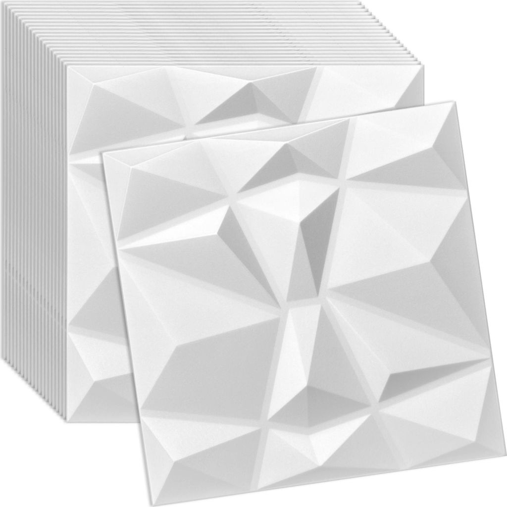 Verdico | 3D Wandpaneel Polystyrol - 50x50 cm - Weiß - Modernes Design - 20 Stück für stilvolle Räume, Wand- & Deckenverkleidung