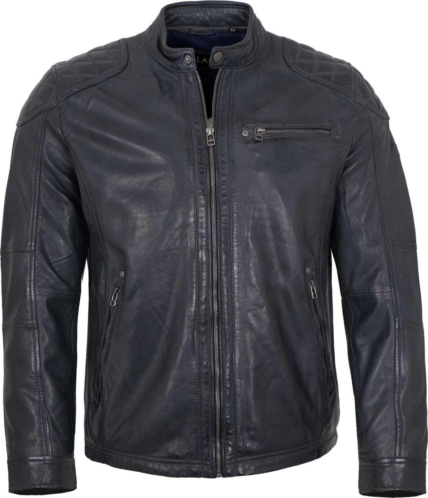 Jilani Collection - Herren Lederjacke Lammnappa indigo : 58