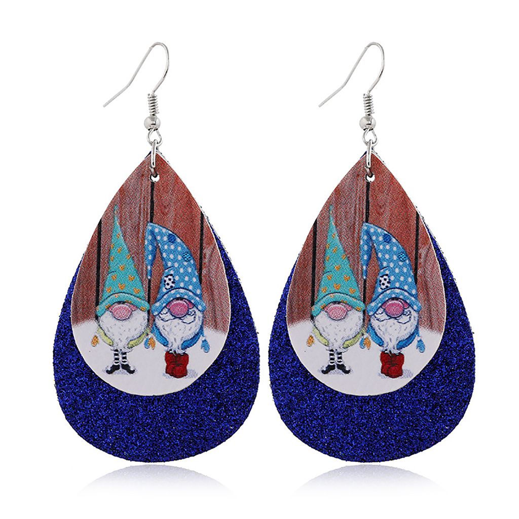 Frauen Weihnachtsmann/Schneemann/Elch Kunstleder Weihnachten Drop Hook Ohrringe Geschenke-12
