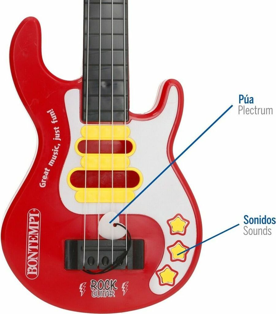 Colorbaby Rock-e-gitarre Mit Licht Und Sound 51 Cm Rot Rot One Size