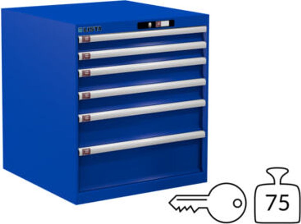Lista Schubladenschrank - 78.636.100 - 800x717x725 mm (HxBxT) - 6 Schubladen - 75 kg - Key Lock - Signalblau (RAL 5005)