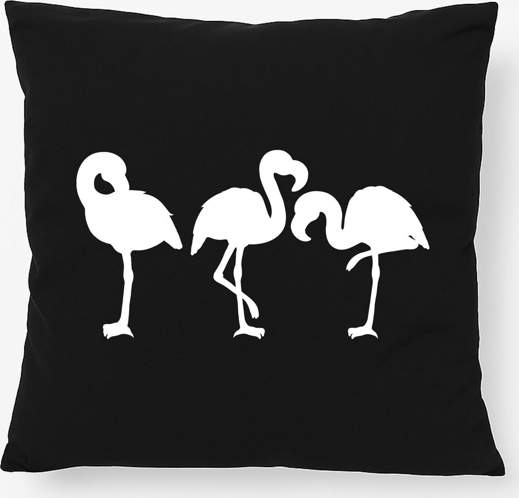Huuraa Kissen Flamingos Silhouette 40x40cm mit Füllung Black Baumwolle Dekokissen Geschenkidee