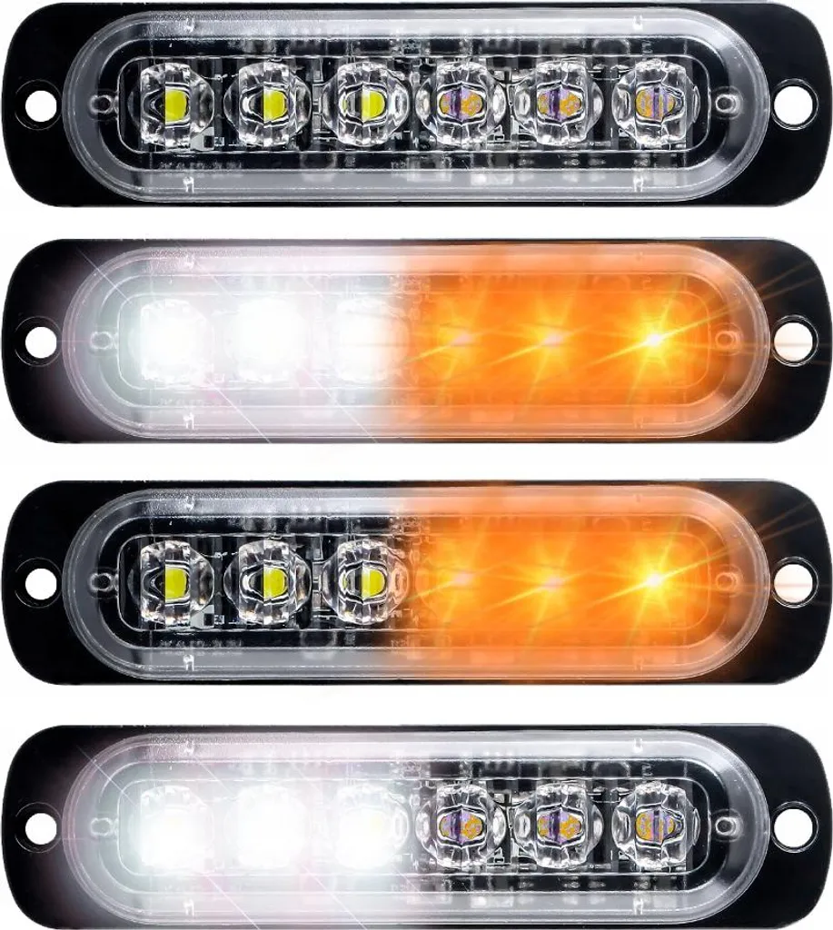 Signalisation LED Véhicule de Chantier 4 Feux Orange Blanc 18 Modes Flash