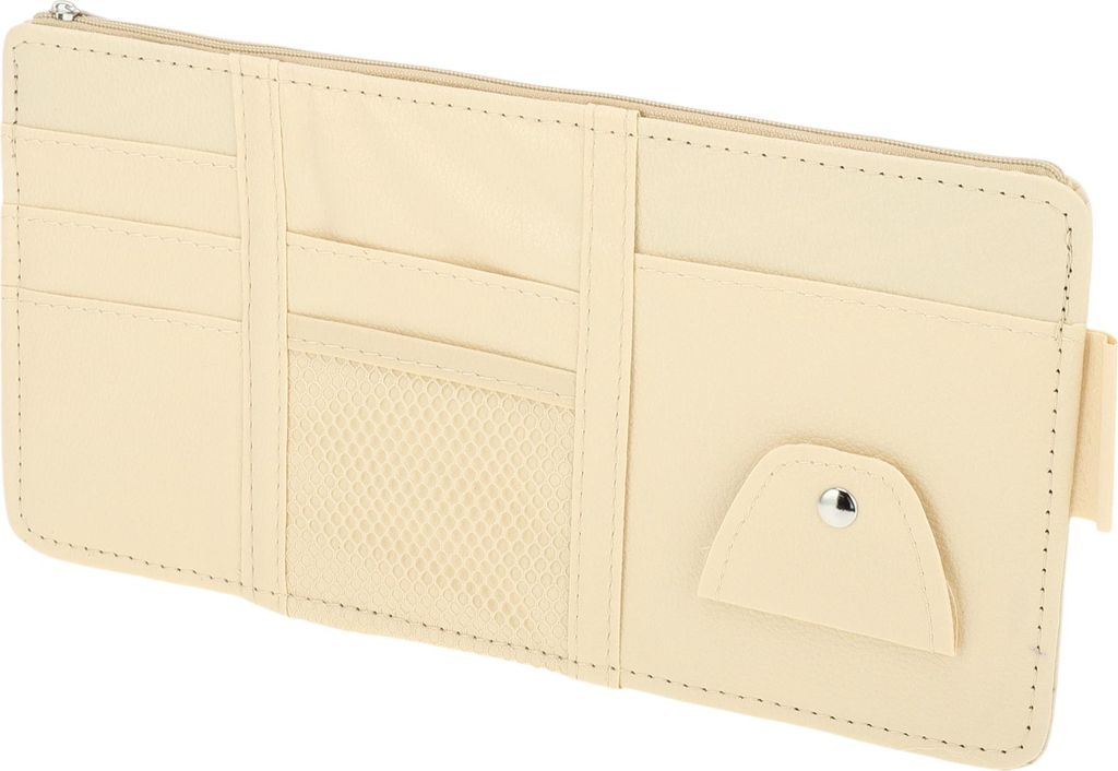 Auto Sonnenblenden-Organizer, mit Reißverschluss und elastischem Schlitz mit Sonnenbrillenhalter für Karten, Führerschein, Stift-Organizer aus K...