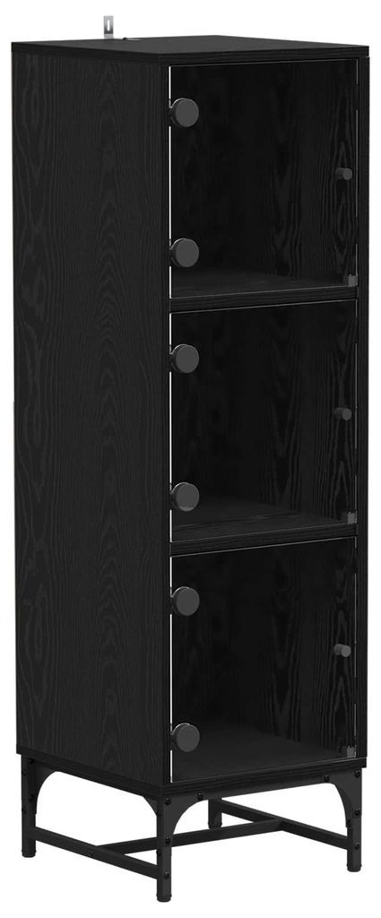 Sideboard Schwarz Eichen-Optik 35 x 37 x 117 cm