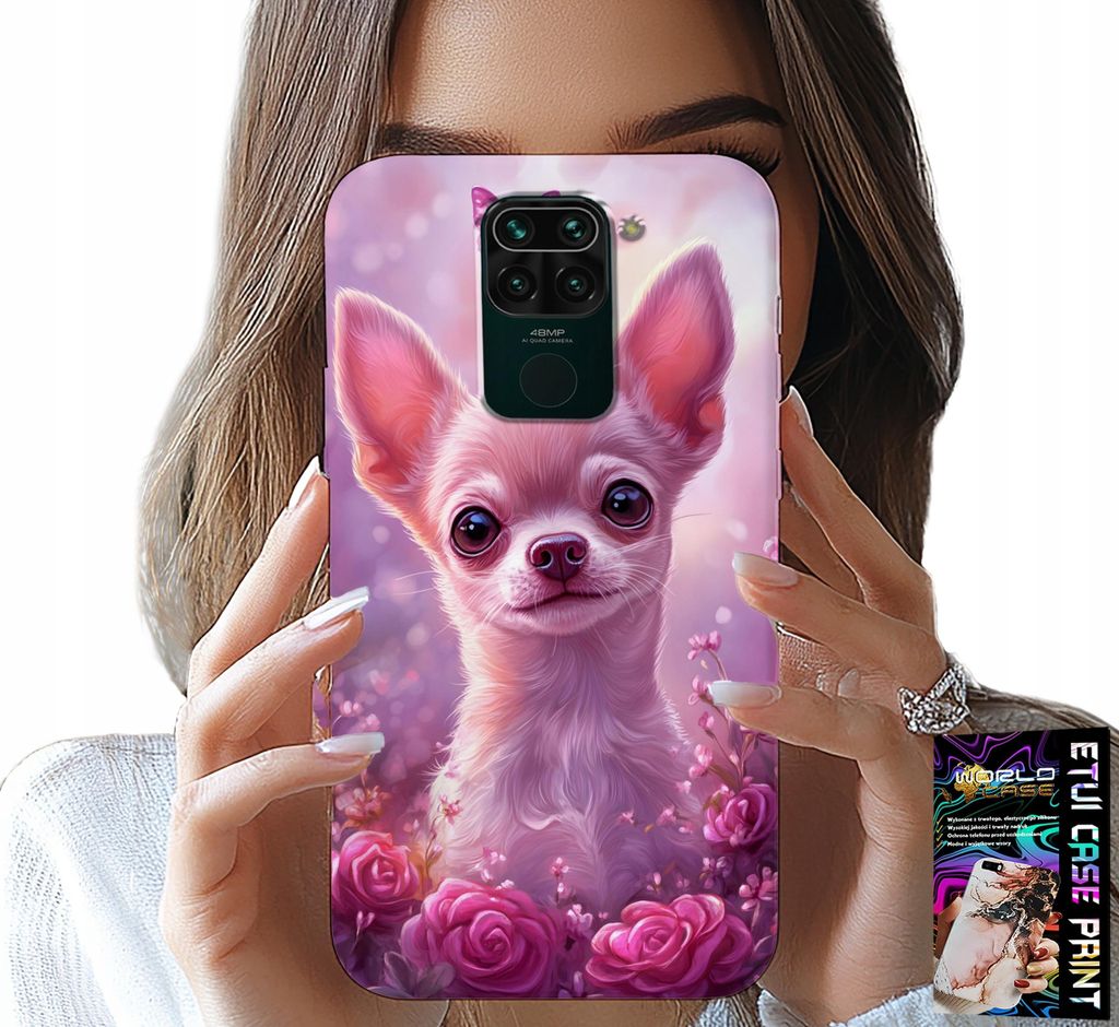 Fall Für Xiaomi Note 9 - Niedlichen Chihuahua Auf Rosa Blume Hintergrund