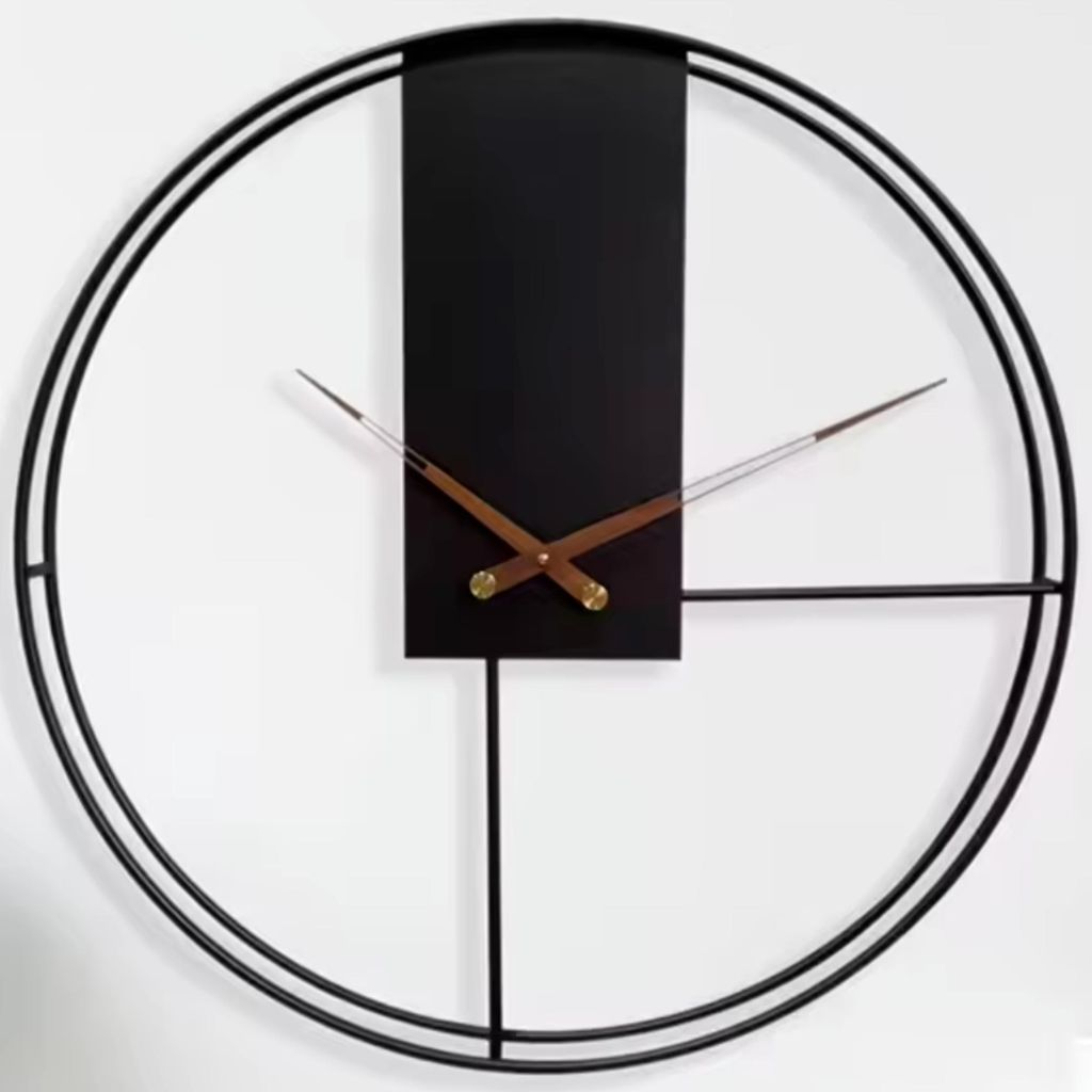 HSXL – Große minimalistische Wanduhr aus schwarzem Metall – Produktbild 