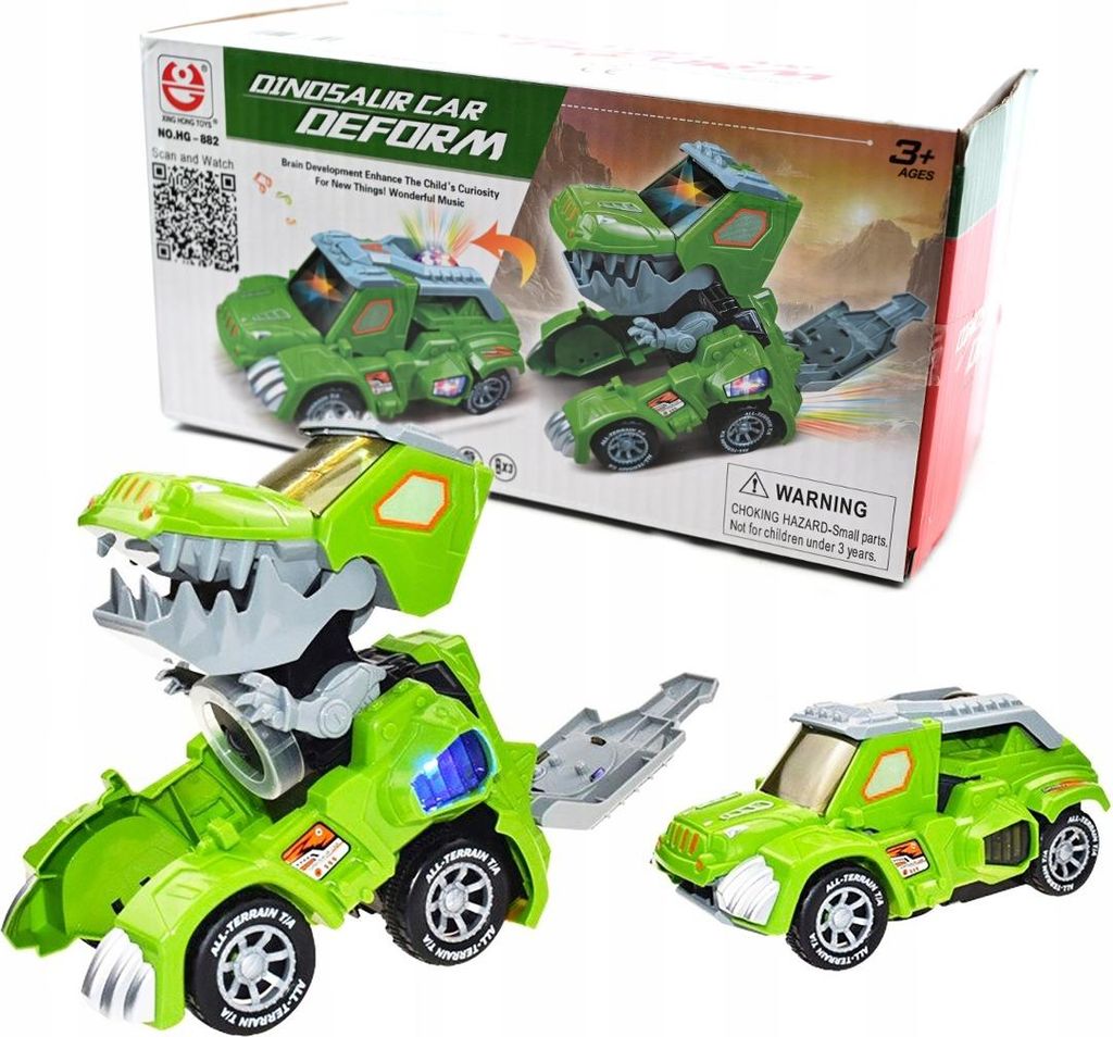 Auto Robot 2in1 Dinosaurier Auto mit Licht & Sound - Transformierendes Spielzeugauto