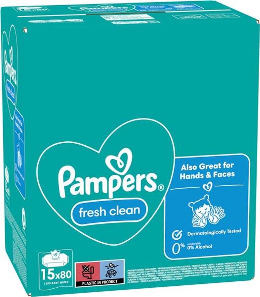 Pampers Fresh Clean Baby Feuchttücher, 1200 Tücher (15 x Produktbild 