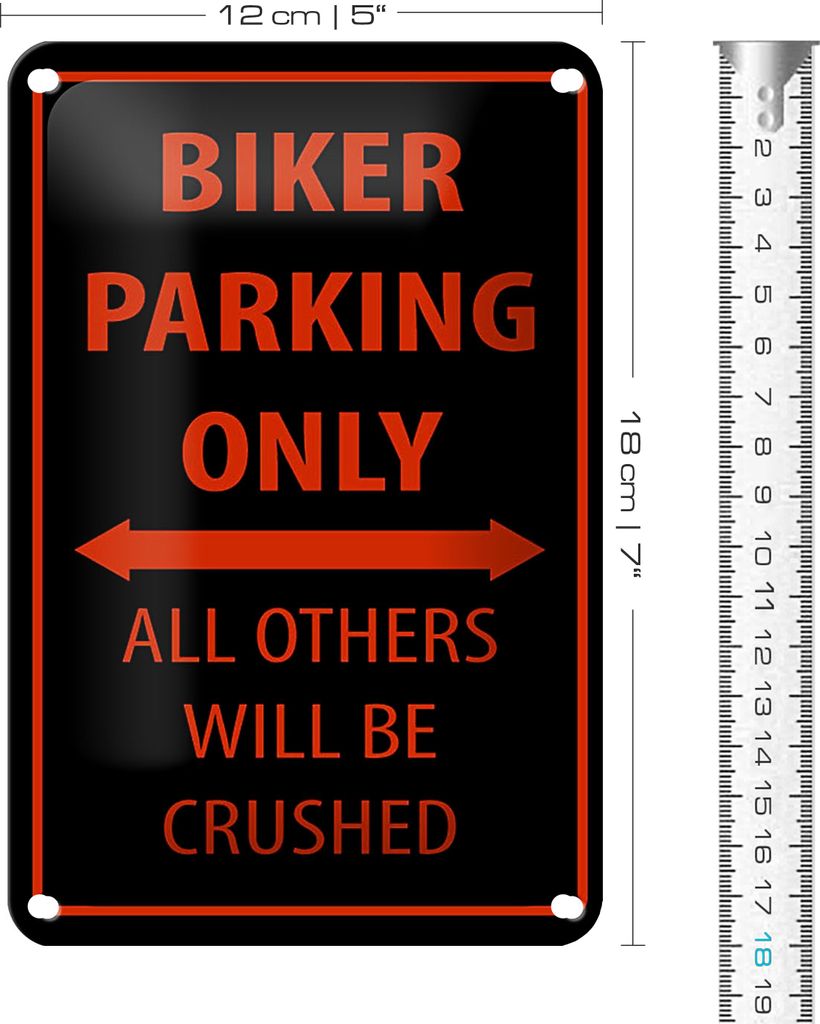 Blechschild Fahrrad 18x12cm Biker parking only