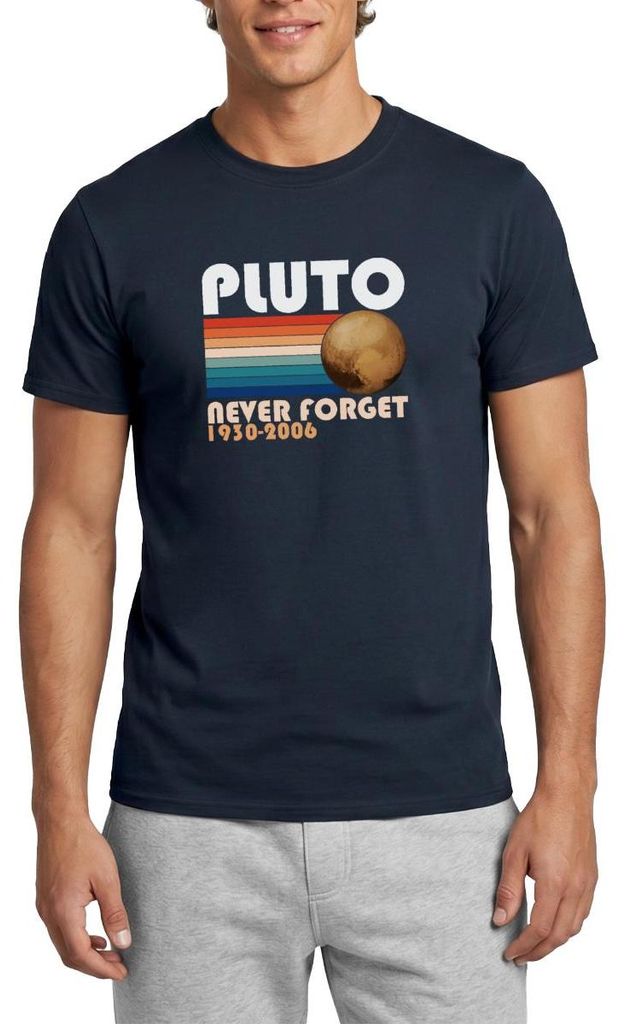 Spreadshirt Pluto Never Forget 1930 - 2006 Planet Männer T-Shirt, S, Navy