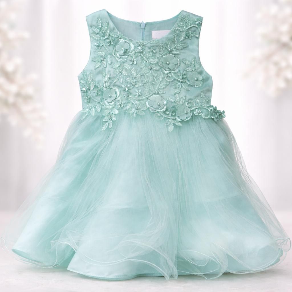 Blumenmädchenkleid,Kinder Festkleid Mädchen Mintgrün