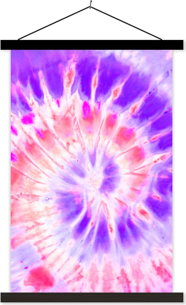 MuchoWow Textilposter Krawattenfärbung - Lila - Rosa 120x180 cm mit schwarzem Rahmen - Fotos