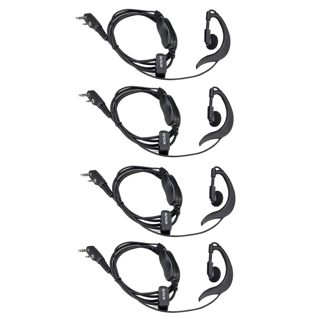 Retevis RT5R Casque radio 2 broches écouteur en G lot de 4 unités