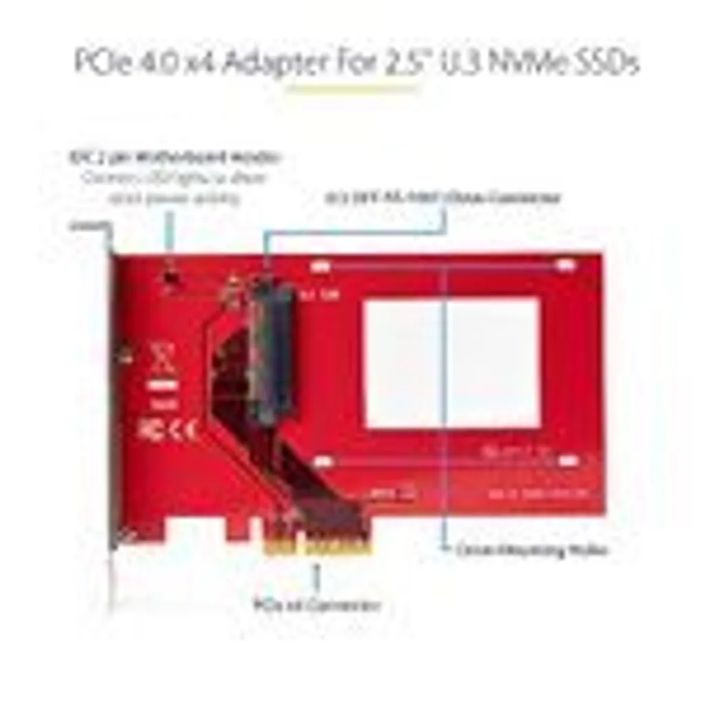 StarTech.com Scheda adattatore da U.3 a PCIe, adattatore PCIe 4.0 x4 per SSD U.3 NVMe da 2,5", scheda aggiuntiva PCI Express SFF-TA-1001 per desktop/server, conforme a TAA - Indipendente dal Sistema Operativo - 10