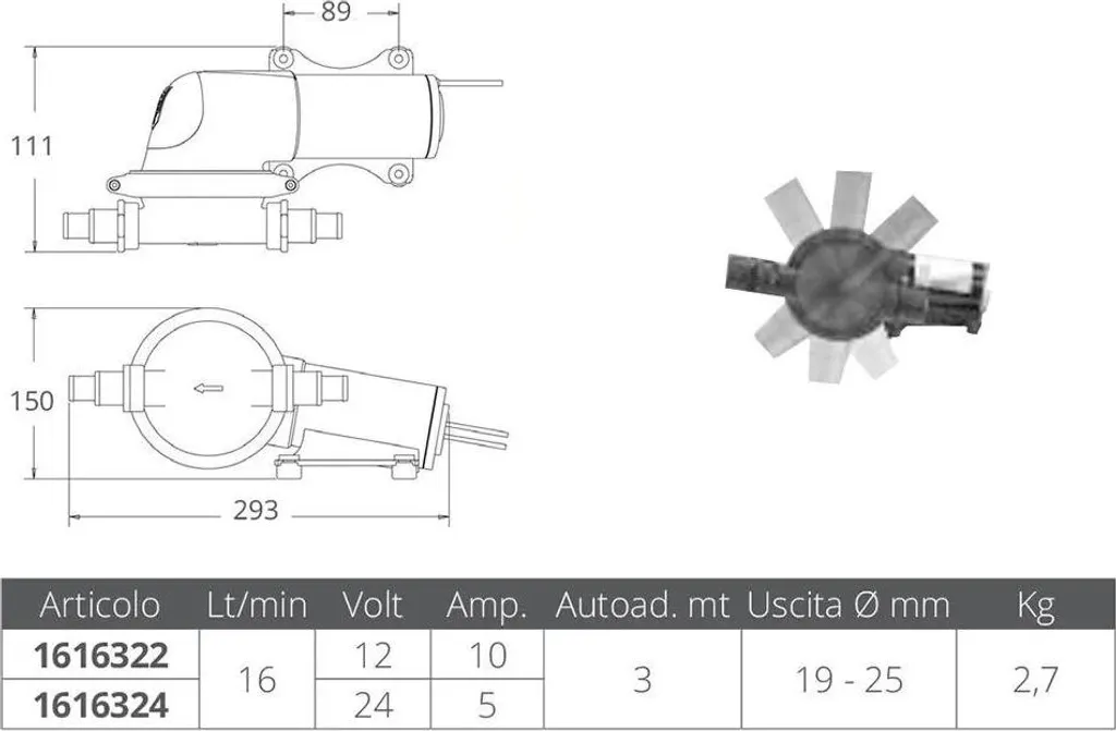 Pompe de cale Jabsco PAR 12V 16l/min débit constant autorégulé - 2