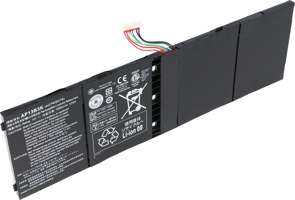 Akku passend für ACER Aspire V5-573 Series, Li-ion, 15 Volt, 3490mAh, 53Wh, built-in, ohne Werkzeug