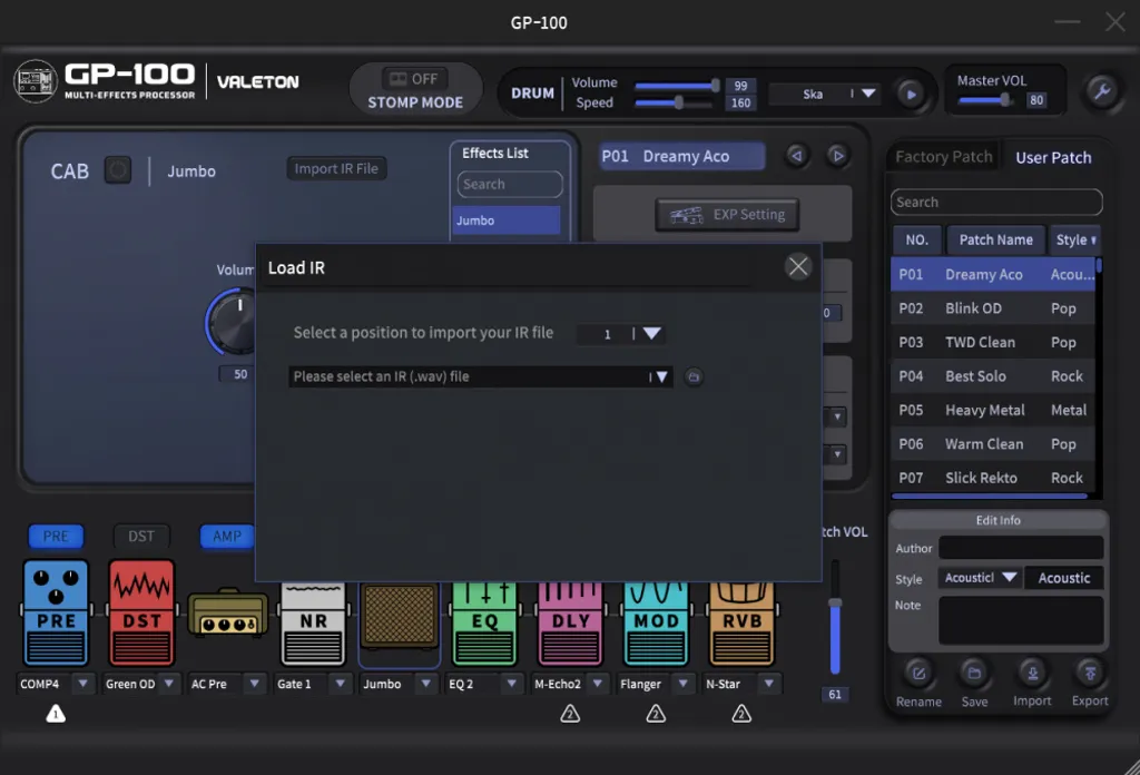Valeton GP-100 Multi-effet Compact avec Boîte à Rythmes et Looper Pro - 3