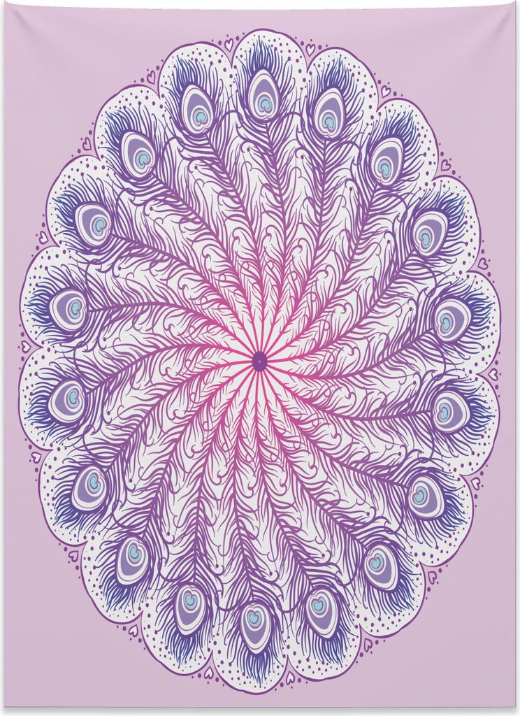 Abakuhaus Peacock Mandala Wandteppich, Kaleidoskop-Effekt aus Weiches Mikrofaser Stoff Kein Verblassen Klare Farben Waschbar, 110 x 150 cm, Mehrfarbig