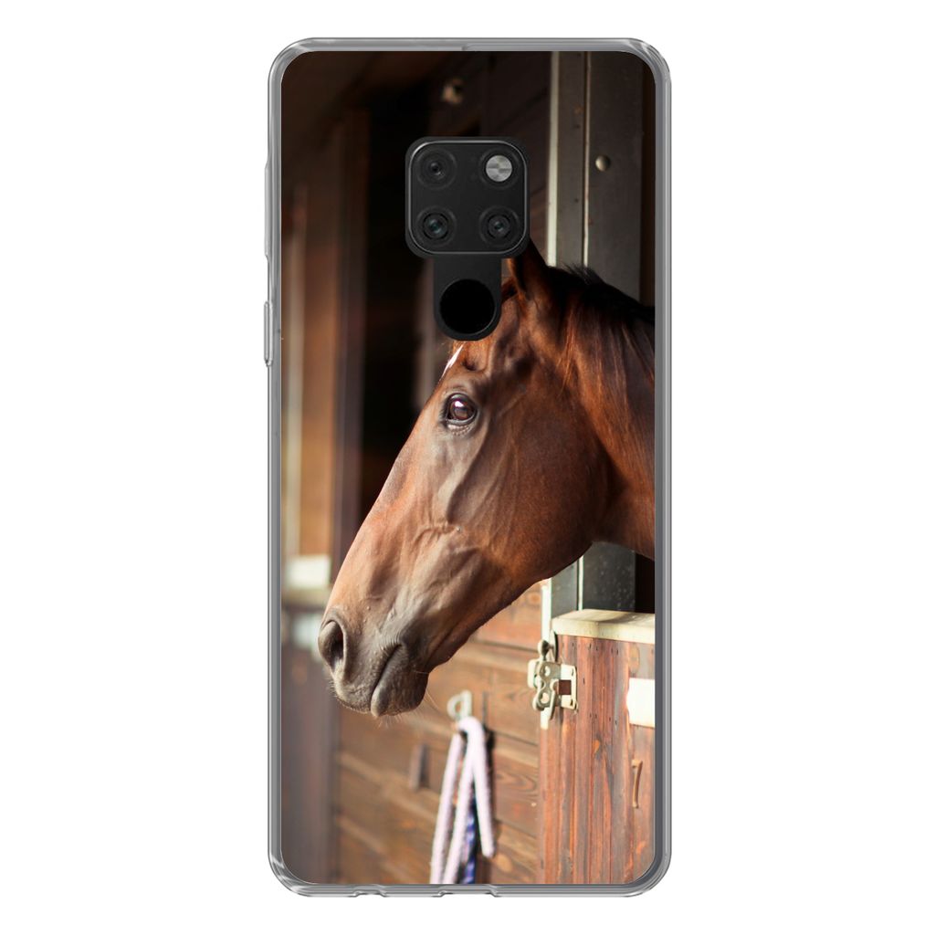 MuchoWow Handyhülle Schutzhülle Hülle für Huawei P40 Lite Pferd - Stall - Sonne Silikon Softcase Handy Hülle - Handy