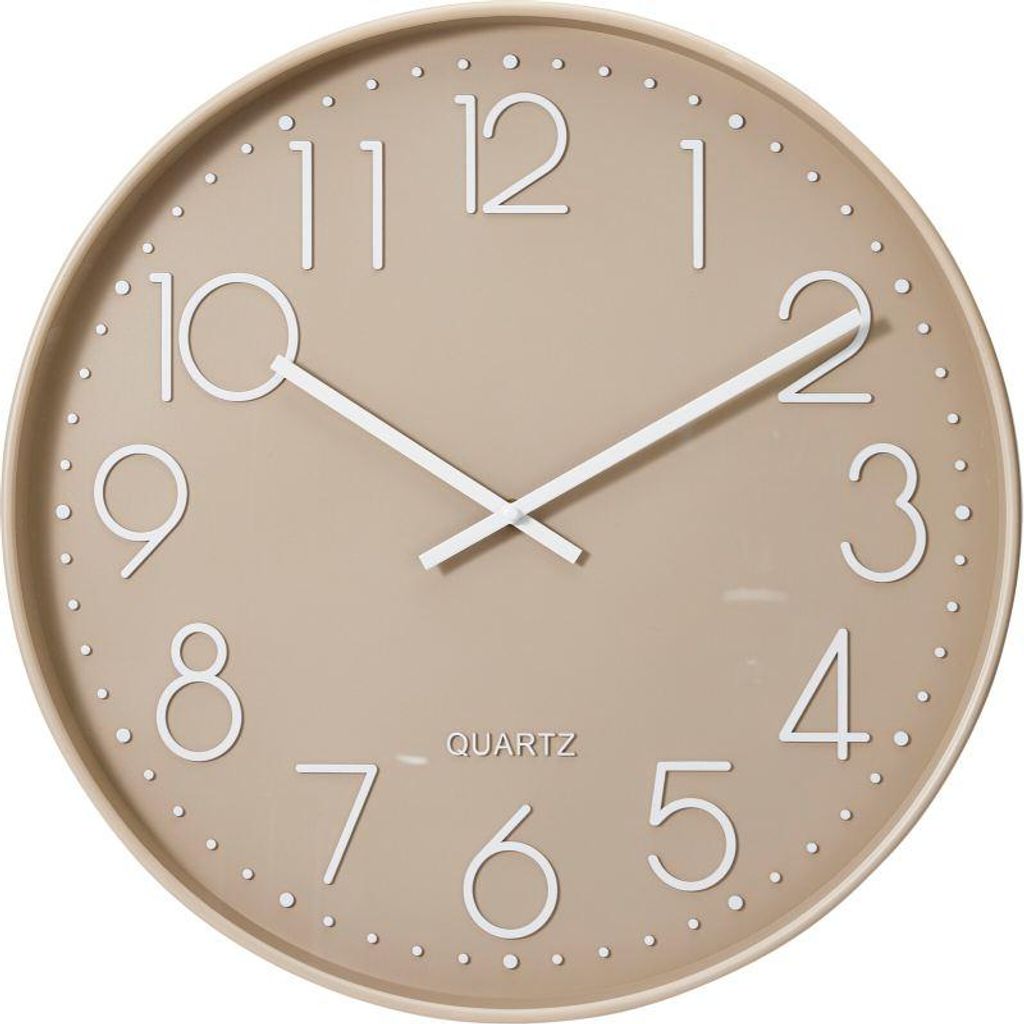 Moderne Wanduhr taupe aus Polypropylen geräuschlos weißes Produktbild 