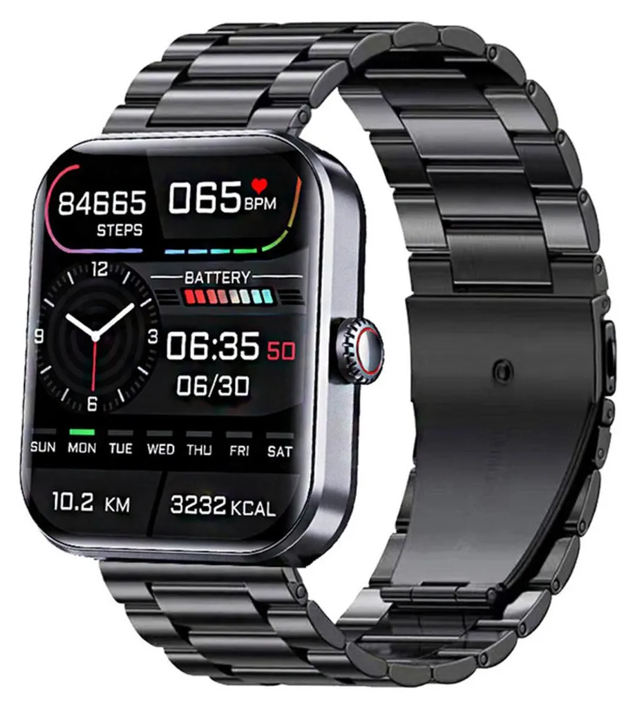 INF Montre connectée sport noire avec suivi cardiaque et 50 modes sport