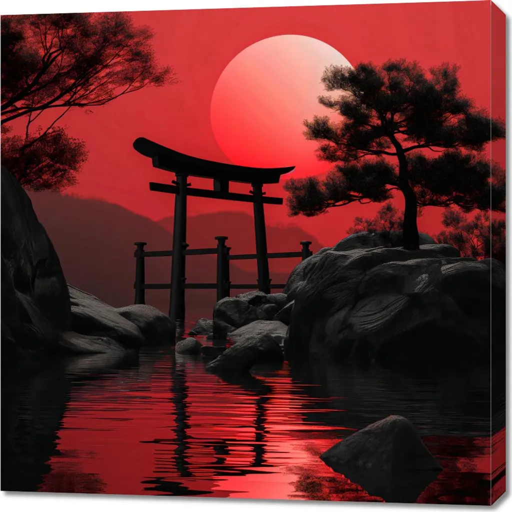 Tableau Image Temple du Silence 90 x 90 cm Zen pour Déco Murale