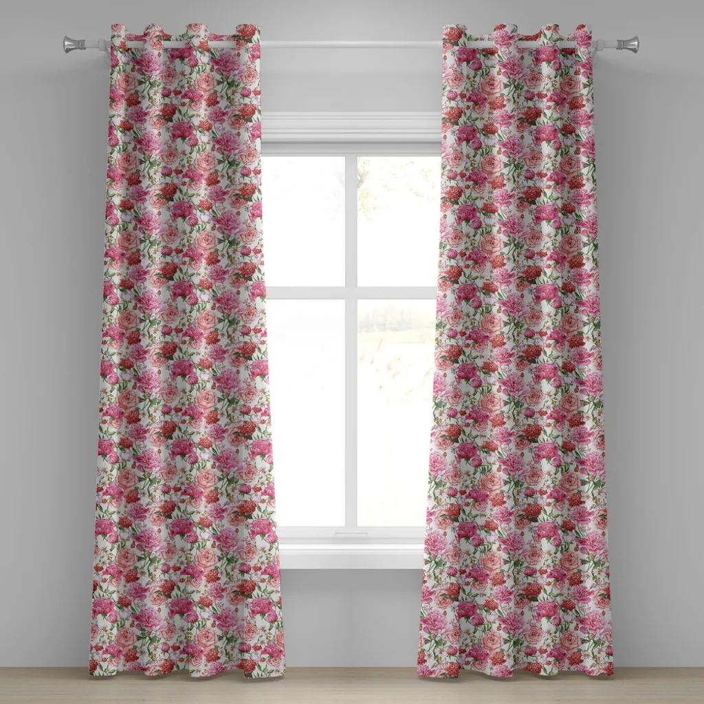 Paire de rideaux de salon fleuris 280x245 cm pour ambiance printanière