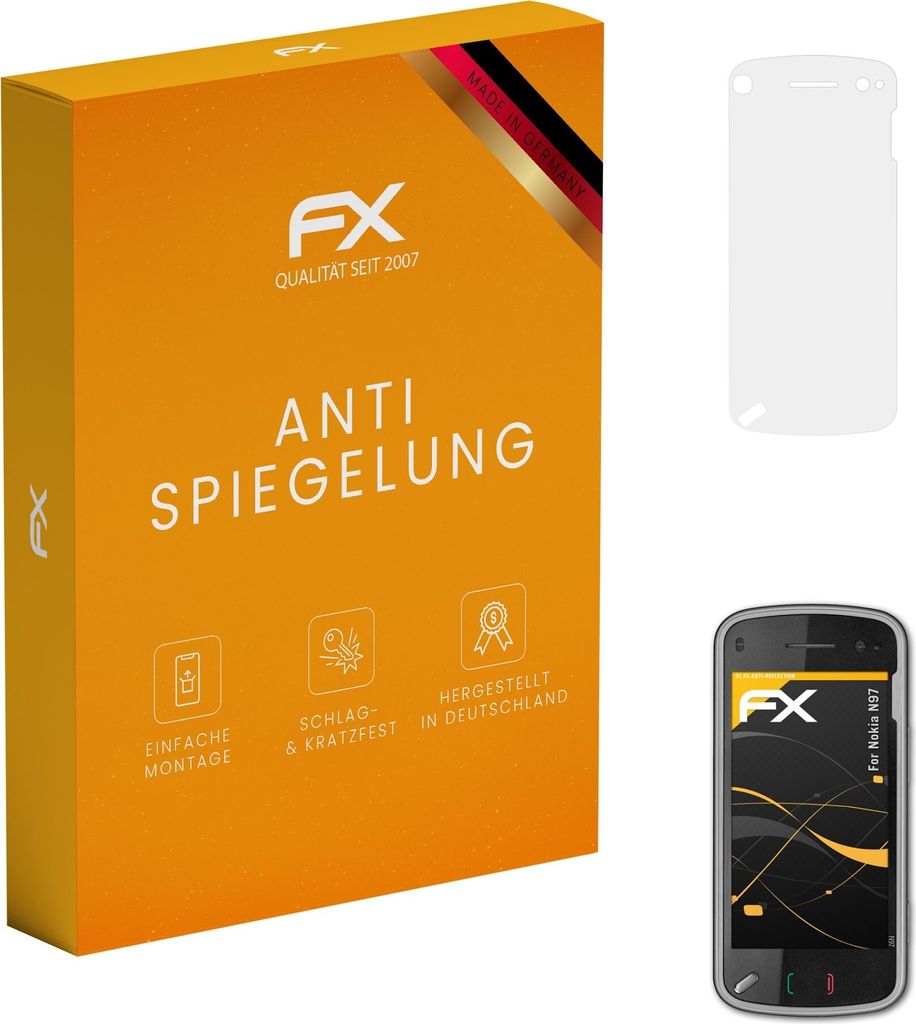 atFoliX FX-Antireflex 3x Schutzfolie kompatibel mit Nokia N97 Displayfolie