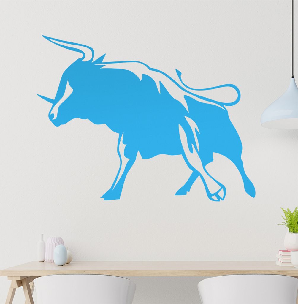 Stier Wandtattoo in 6 Größen - Wandaufkleber Wall Sticker - Dekoration, Küche, Wohnzimmer, Schlafzimmer, Badezimmer