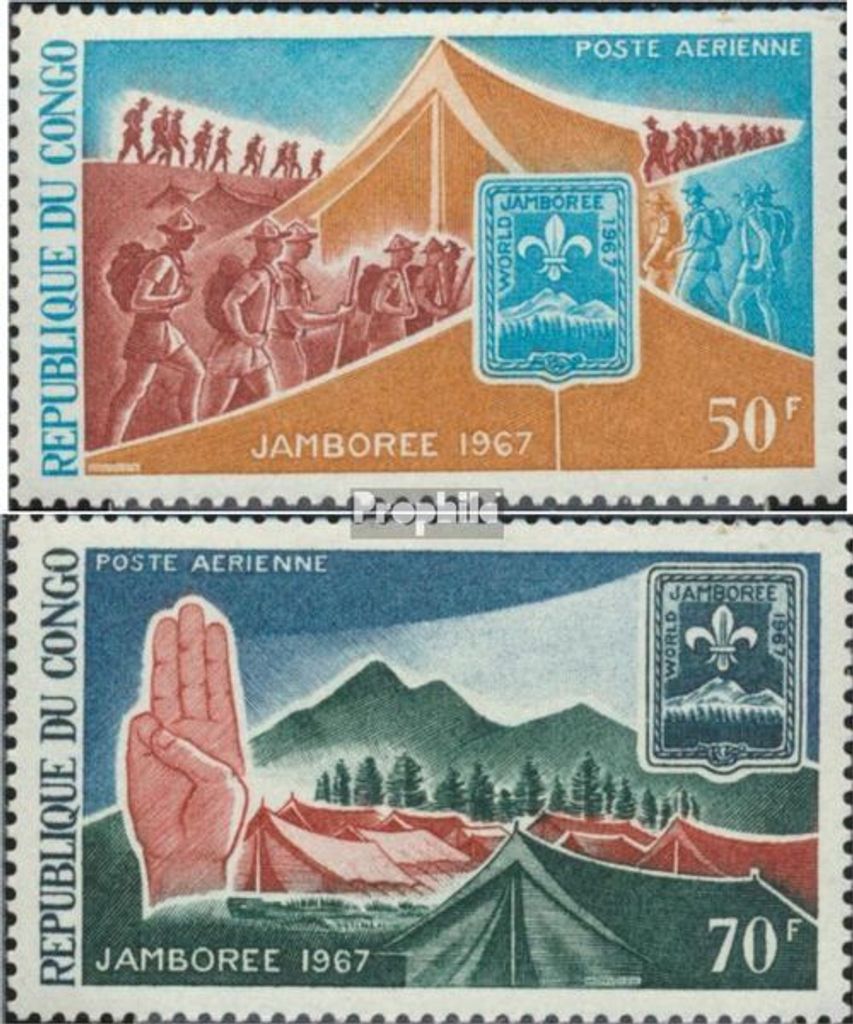 Briefmarken Kongo (Brazzaville) 1967 Mi 140-141 postfrisch Weltpfadfindertreffen