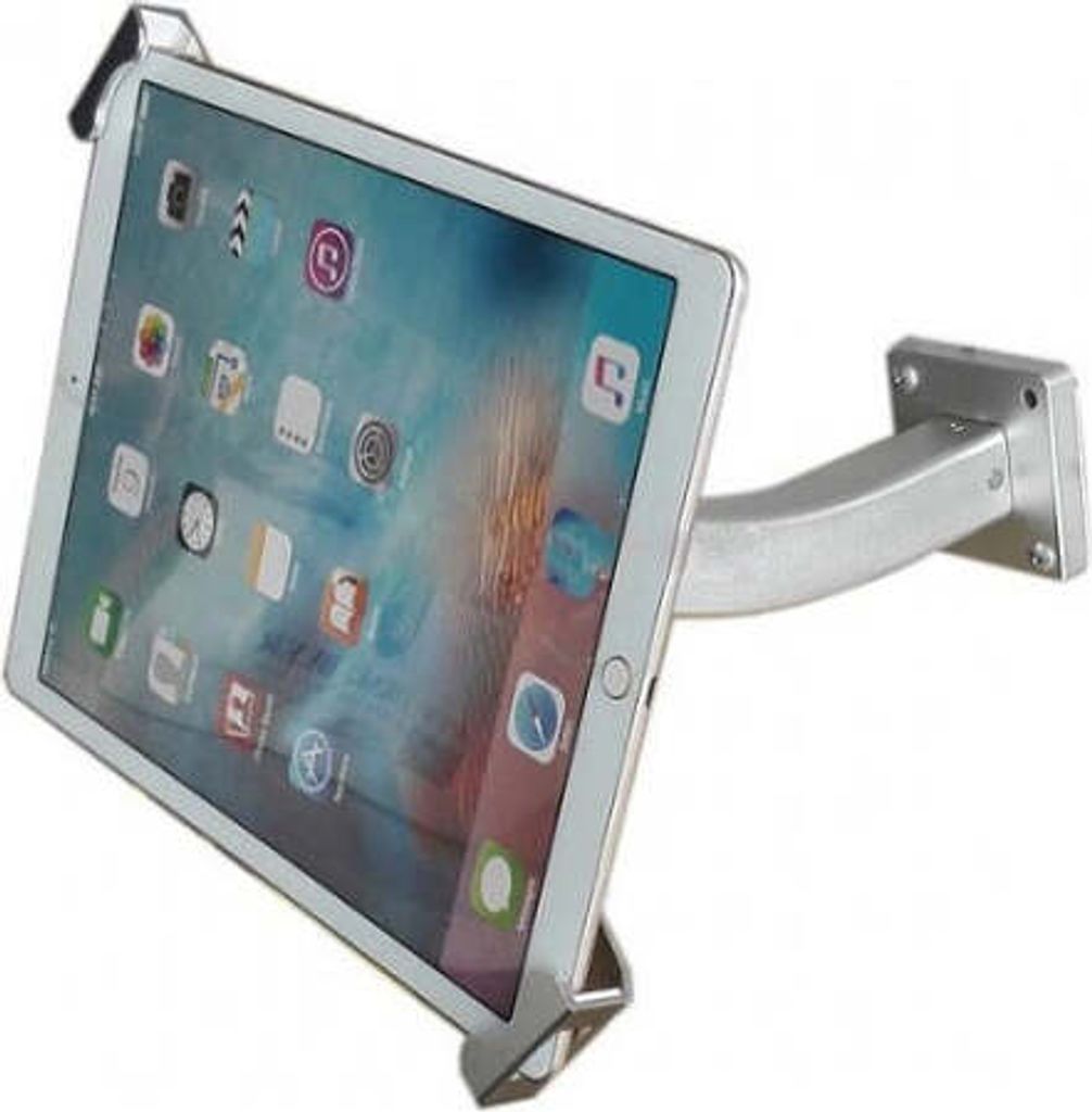 System-S Universal Präsentation Wandhalter mit gebogenem Haltearm abschließbar Wandhalterung für Tablet PC ́s von 7- 10 Zoll