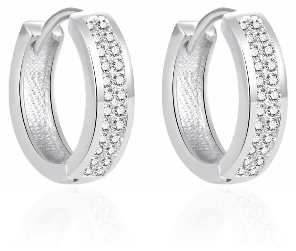 Bagues argent zircons clairs AGT-E059KW : Éclat durable sans ternir
