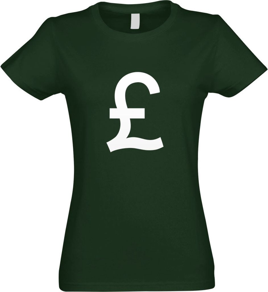 Kiwistar - T-Shirt tailliert - Damen - flaschengrün - Pfund Zeichen Symbol - mit Motiv Bedruckt - Funshirt Design - Sport - Freizeit - Damen - XXL