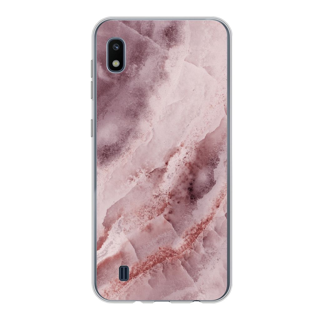MuchoWow Handyhülle Schutzhülle Hülle für Samsung Galaxy A10 Naturstein - Rosa - Luxus Silikon Softcase Handy Hülle - Schutzhülle