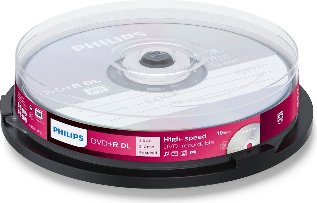 Philips DVD-Rohlinge, 240Min, 8.5GB, bedruckbare Produktbild 