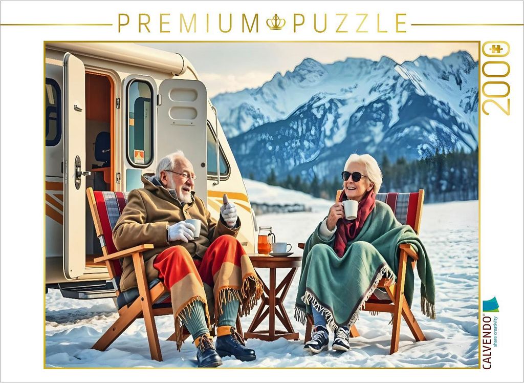 CALVENDO Puzzle Wintercamping mit Humor | 2000 Teile Lege-Größe 90x67cm Foto-Puzzle für glückliche Stunden