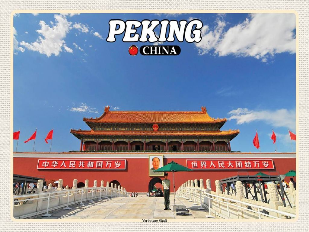vianmo Holzschild 30x40 cm Peking China Verbotene Stadt Bildmotiv Reisemotiv Abenteuer Reisen